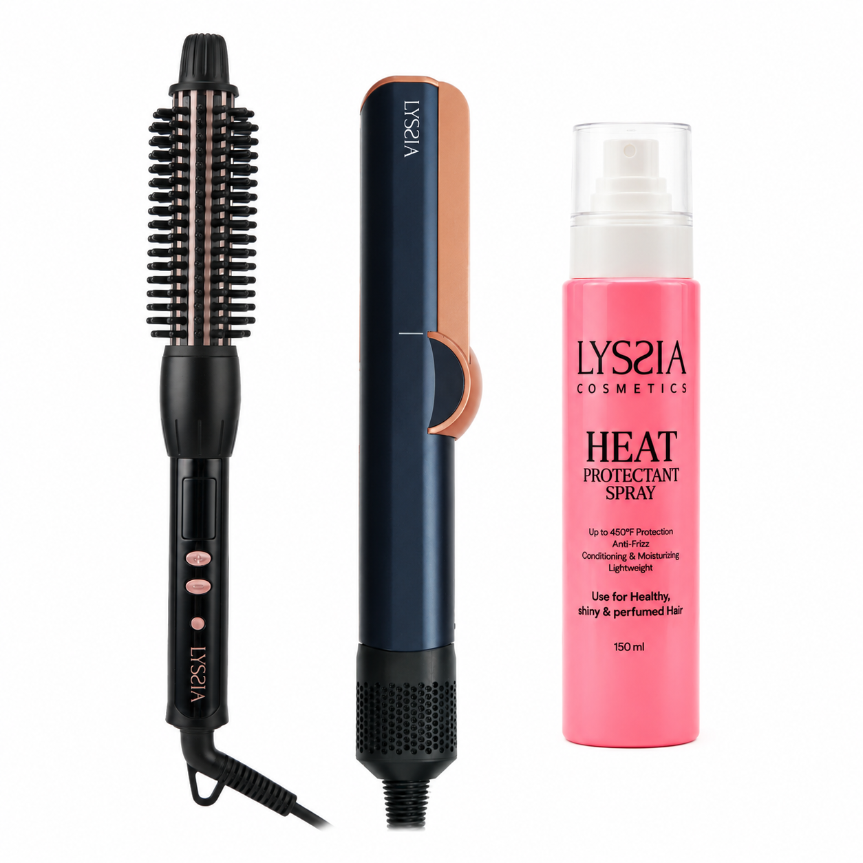 Air straightener + curler + spray