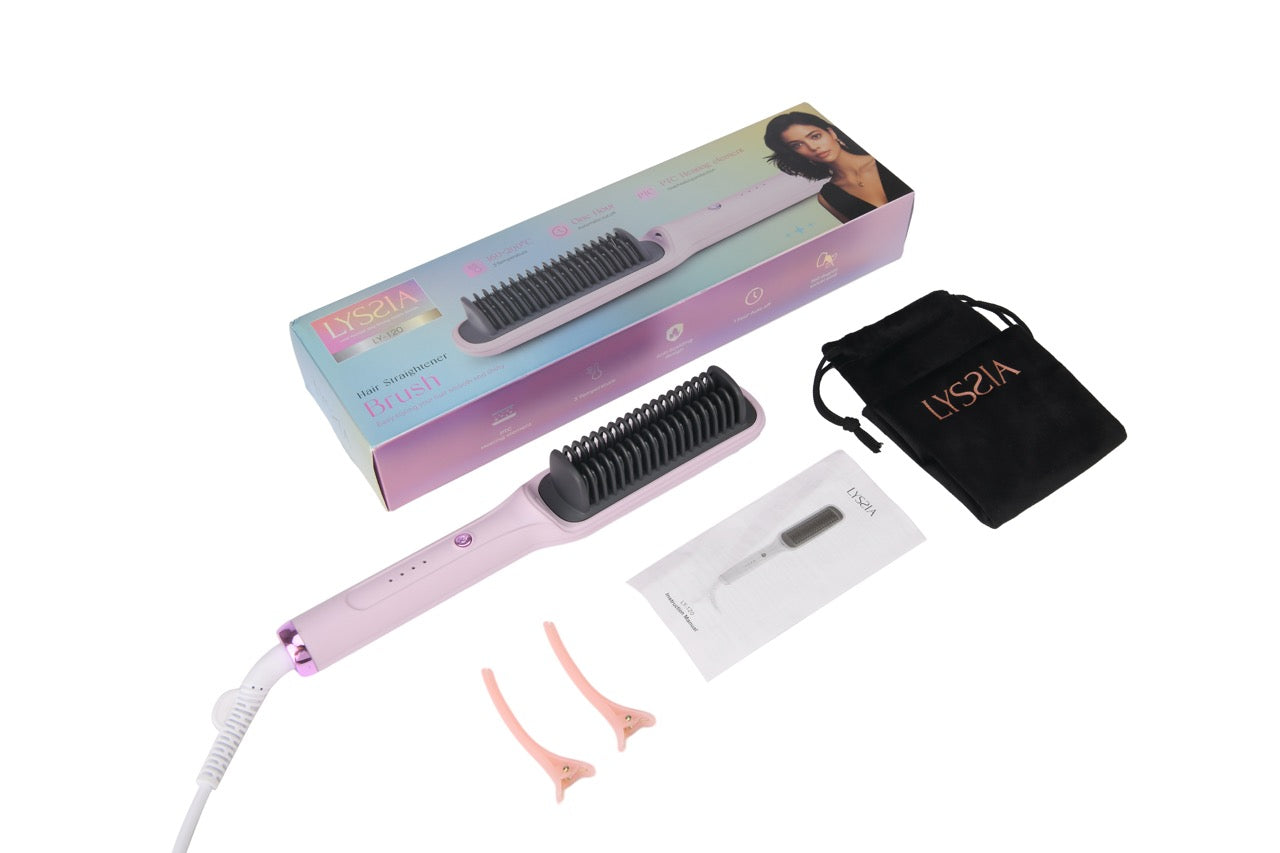 LY-120 Hair Straightener Brush (Pink)